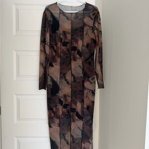 Chic Long Sleeve Patterned Dress